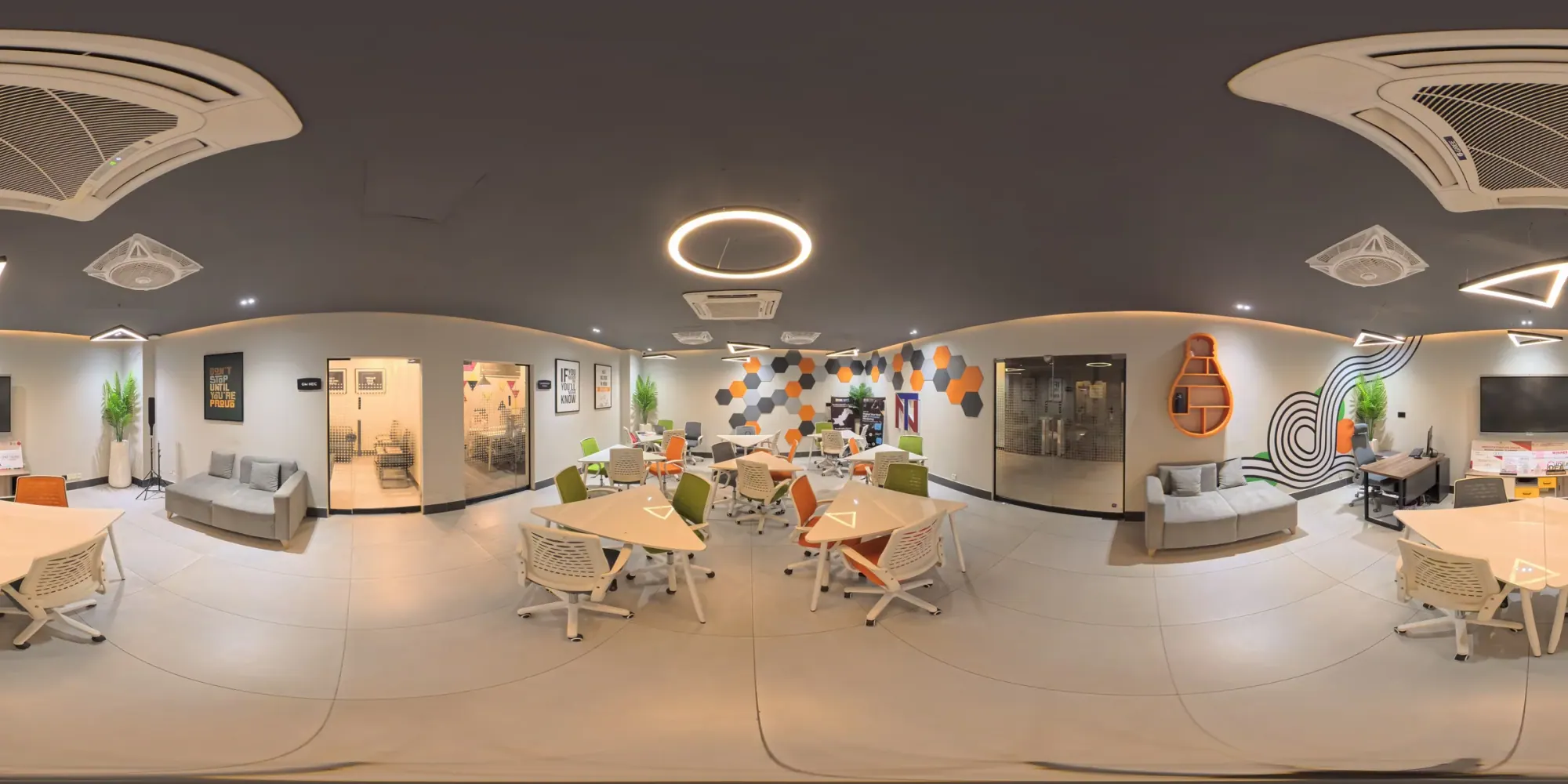 The NEIC Coworking Hall as one flat 360° photo